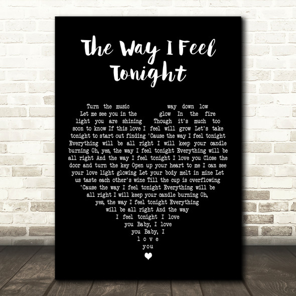 Bay City Rollers The Way I Feel Tonight Black Heart Decorative Wall Art Gift Song Lyric Print