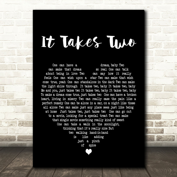 Marvin Gaye and Kim Weston It Takes Two Black Heart Decorative Wall Art Gift Song Lyric Print