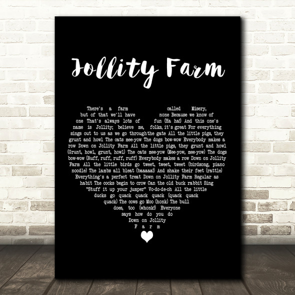 The Bonzo Dog Doo Dah Band Jollity Farm Black Heart Decorative Wall Art Gift Song Lyric Print