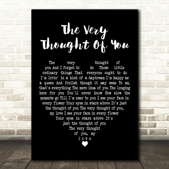 Billie Holiday The Very Thought Of You Black Heart Decorative Wall Art Gift Song Lyric Print