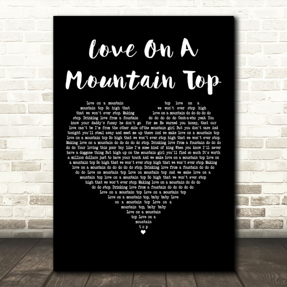 Robert Knight Love On A Mountain Top Black Heart Decorative Wall Art Gift Song Lyric Print