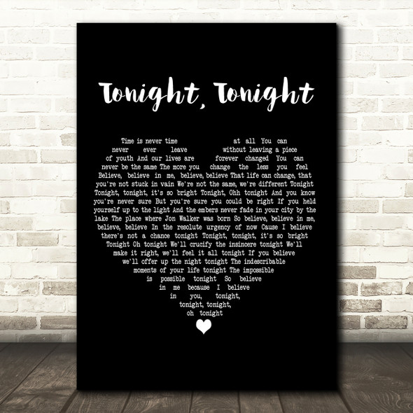 Panic! At The Disco Tonight, Tonight Black Heart Decorative Wall Art Gift Song Lyric Print
