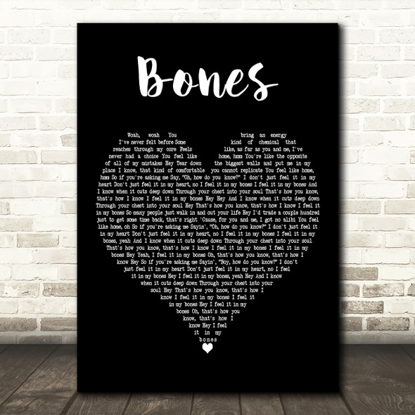 Galantis Featuring OneRepublic Bones Black Heart Decorative Wall Art Gift Song Lyric Print