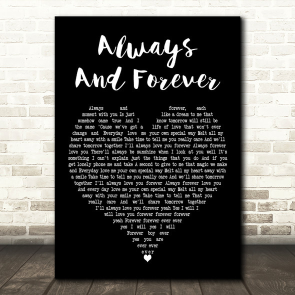 Beverley Knight Always And Forever Black Heart Decorative Wall Art Gift Song Lyric Print