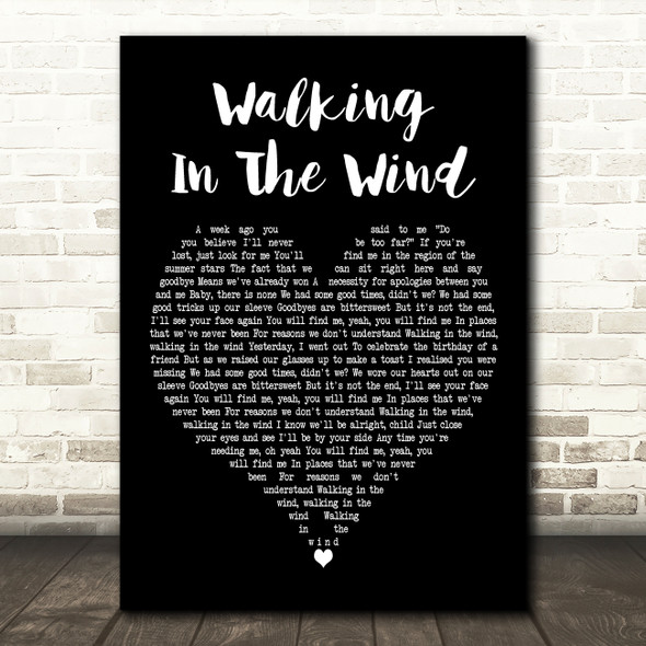 One Direction Walking In The Wind Black Heart Decorative Wall Art Gift Song Lyric Print
