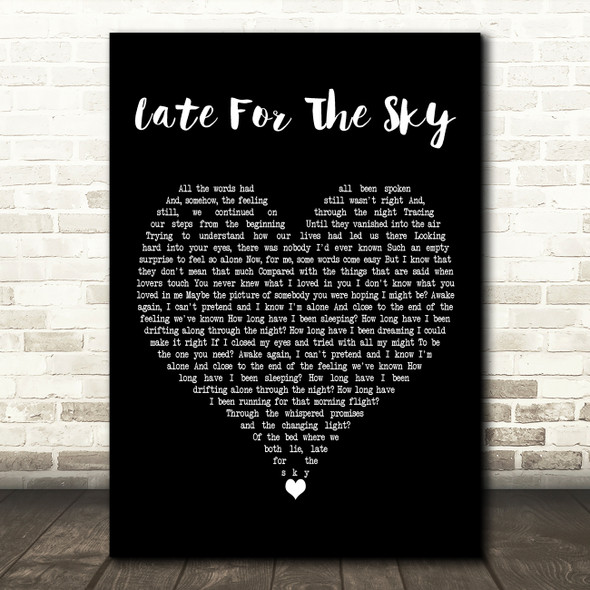 Jackson Browne Late for the Sky Black Heart Decorative Wall Art Gift Song Lyric Print