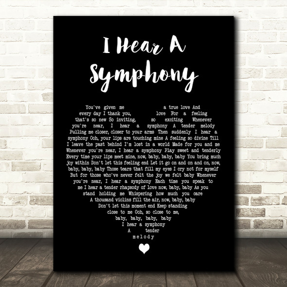 The Supremes I Hear A Symphony Black Heart Decorative Wall Art Gift Song Lyric Print
