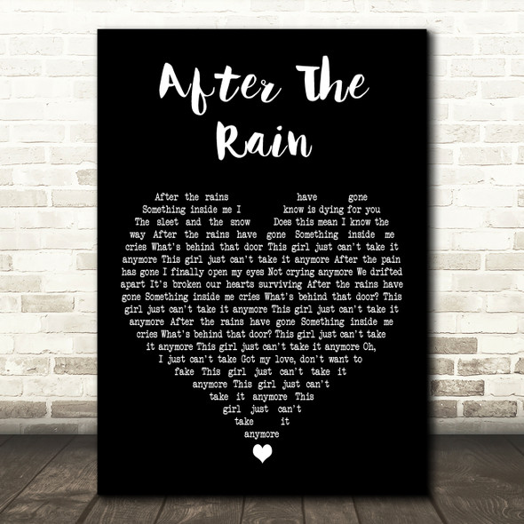 Shirley Bassey After The Rain Black Heart Decorative Wall Art Gift Song Lyric Print