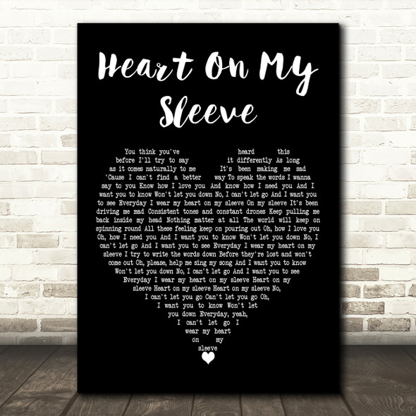 Olly Murs Heart On My Sleeve Black Heart Decorative Wall Art Gift Song Lyric Print