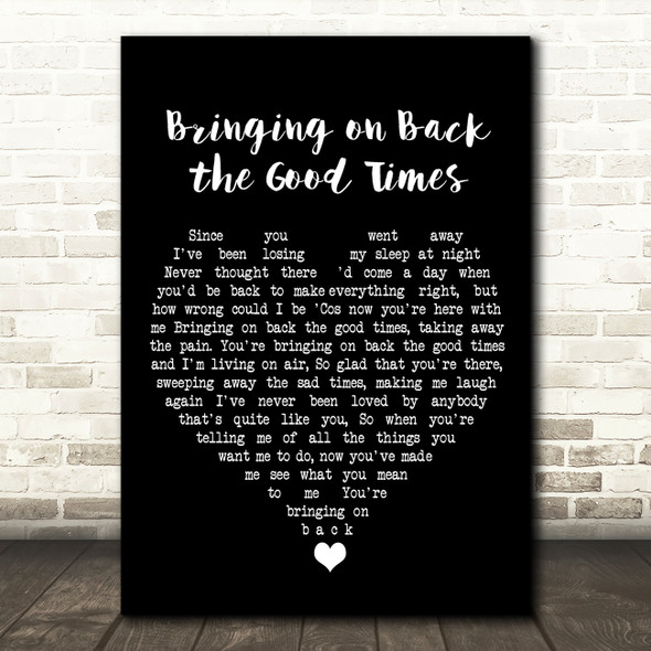 Love Affair Bringing on Back the Good Times Black Heart Song Lyric Wall Art Print