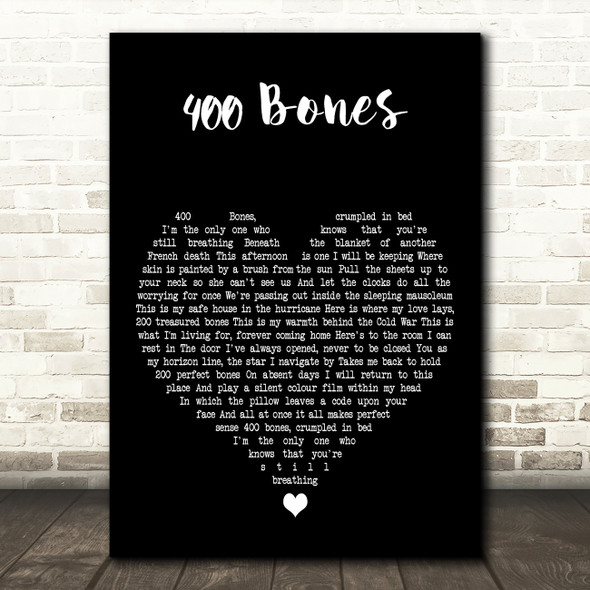Frightened Rabbit 400 Bones Black Heart Decorative Wall Art Gift Song Lyric Print
