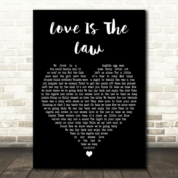 Seahorses Love Is The Law Black Heart Decorative Wall Art Gift Song Lyric Print