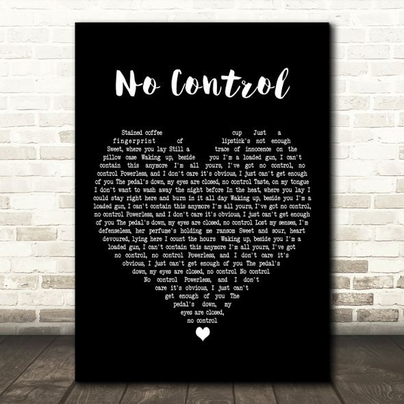 One Direction No Control Black Heart Decorative Wall Art Gift Song Lyric Print