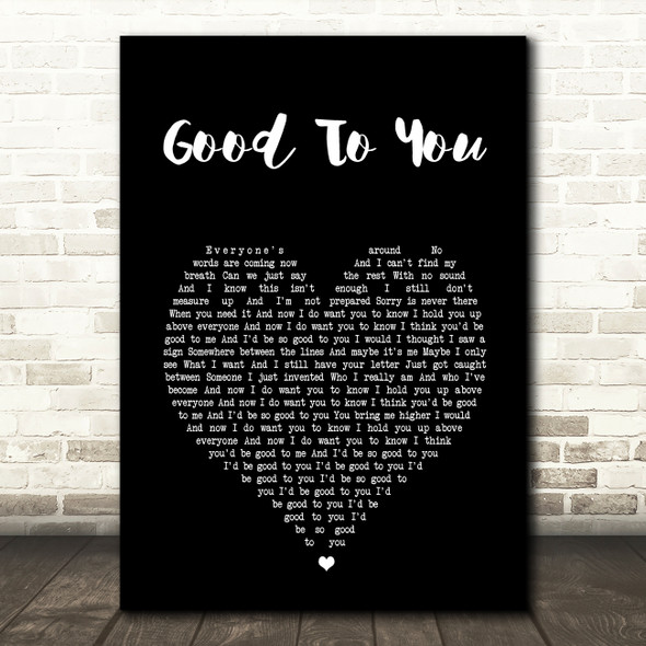 Marianas Trench Good To You Black Heart Song Lyric Wall Art Print