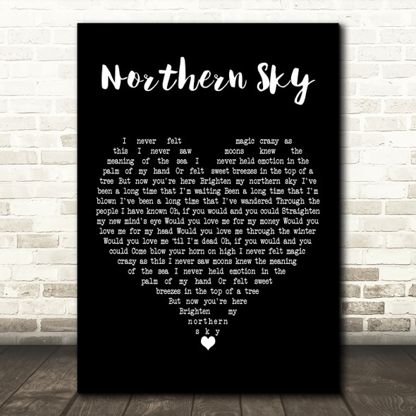 Nick Drake Northern Sky Black Heart Decorative Wall Art Gift Song Lyric Print