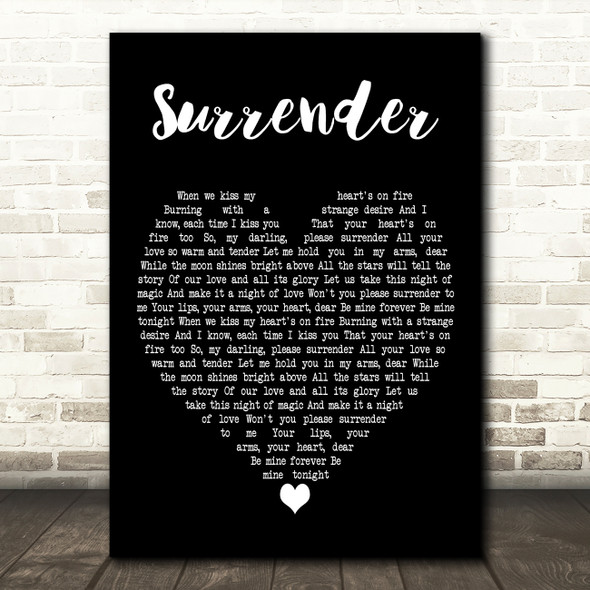 Elvis Presley Surrender Black Heart Decorative Wall Art Gift Song Lyric Print