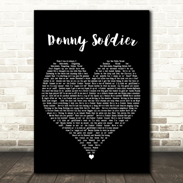 MC Devvo Donny Soldier Black Heart Decorative Wall Art Gift Song Lyric Print