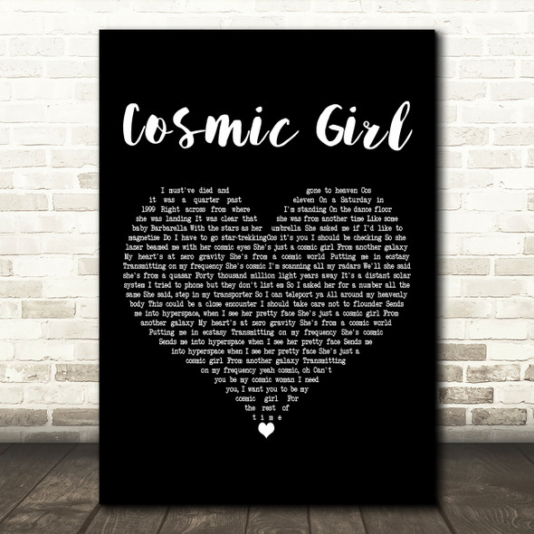 Jamiroquai Cosmic Girl Black Heart Decorative Wall Art Gift Song Lyric Print