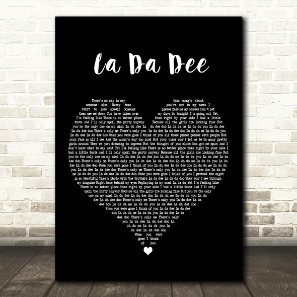 Cody Simpson La Da Dee Black Heart Decorative Wall Art Gift Song Lyric Print