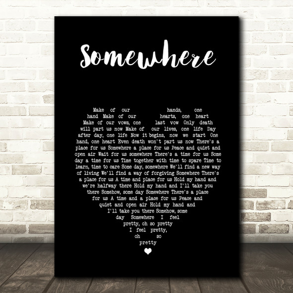 Matt Monro Somewhere Black Heart Song Lyric Wall Art Print