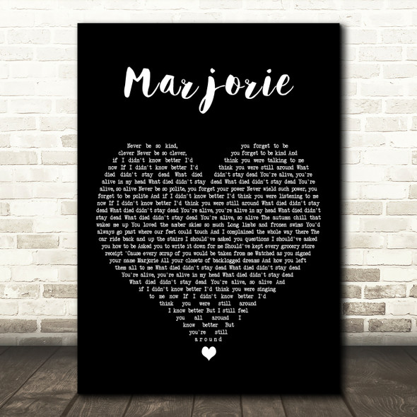 Taylor Swift marjorie Black Heart Decorative Wall Art Gift Song Lyric Print