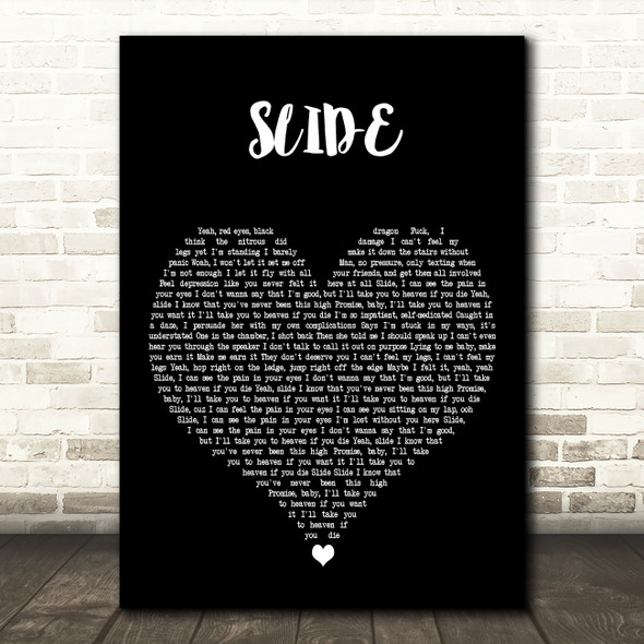 Chase Atlantic SLIDE Black Heart Decorative Wall Art Gift Song Lyric Print