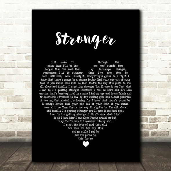 Sugababes Stronger Black Heart Decorative Wall Art Gift Song Lyric Print