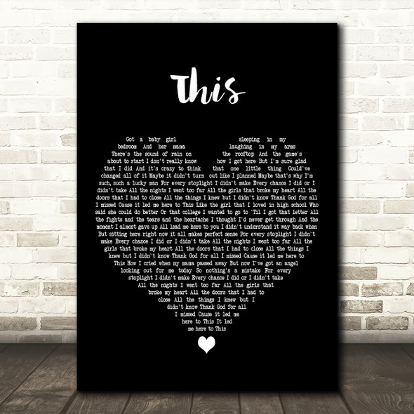 Darius Rucker This Black Heart Decorative Wall Art Gift Song Lyric Print