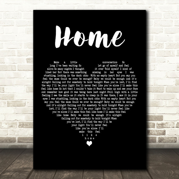 One Direction Home Black Heart Decorative Wall Art Gift Song Lyric Print