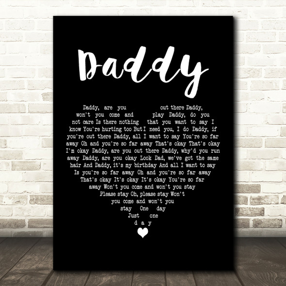 Coldplay Daddy Black Heart Decorative Wall Art Gift Song Lyric Print