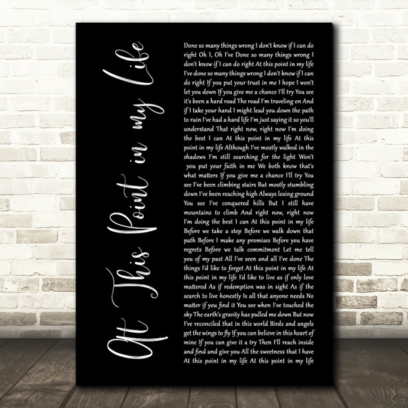 Tracy Chapman At This Point in my Life Black Script Decorative Wall Art Gift Song Lyric Print