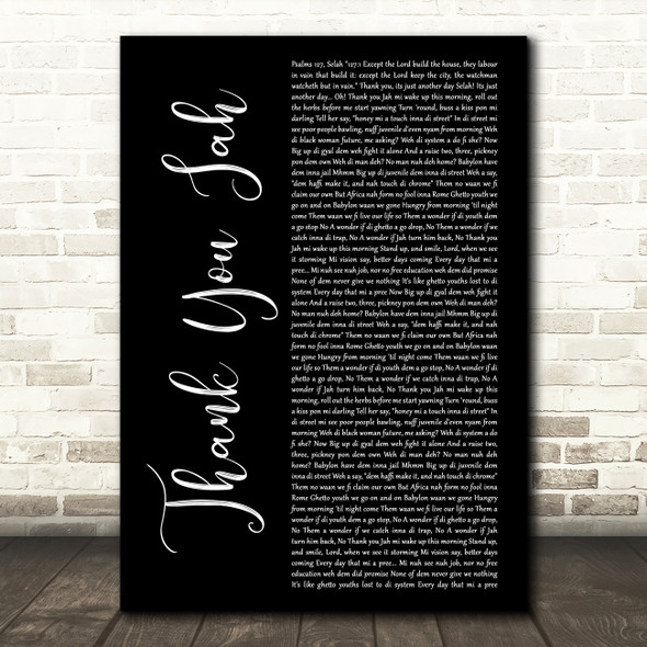 Vybz Kartel Thank You Jah (On And On) Black Script Decorative Wall Art Gift Song Lyric Print