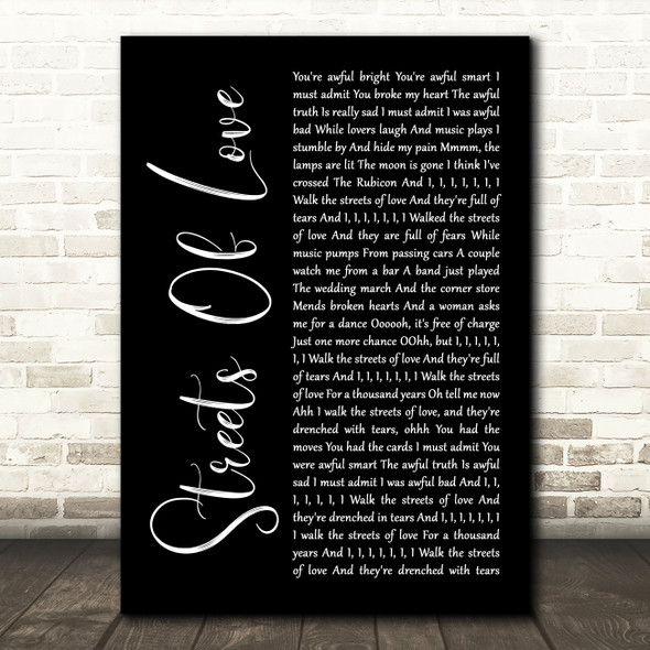 The Rolling Stones Streets Of Love Black Script Decorative Wall Art Gift Song Lyric Print