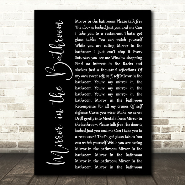 The Beat Mirror in the Bathroom Black Script Decorative Wall Art Gift Song Lyric Print