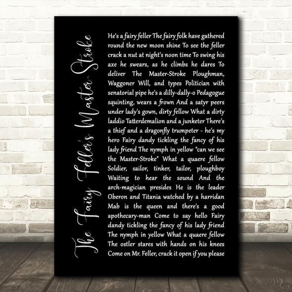 Queen The Fairy Feller's Master-Stroke Black Script Decorative Gift Song Lyric Print