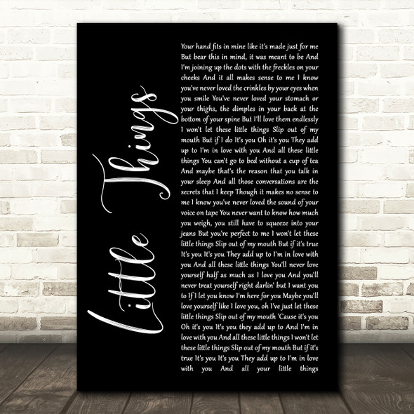 One Direction Little Things Black Script Decorative Wall Art Gift Song Lyric Print