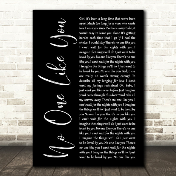 Scorpions No One Like You Black Script Decorative Wall Art Gift Song Lyric Print