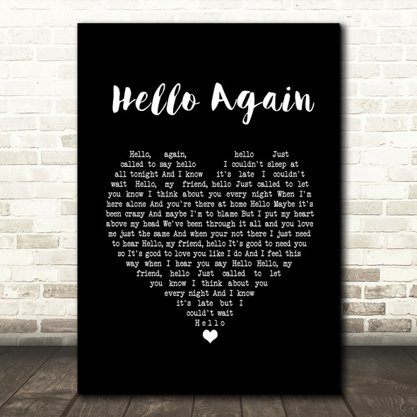 Neil Diamond Hello Again Black Heart Song Lyric Wall Art Print