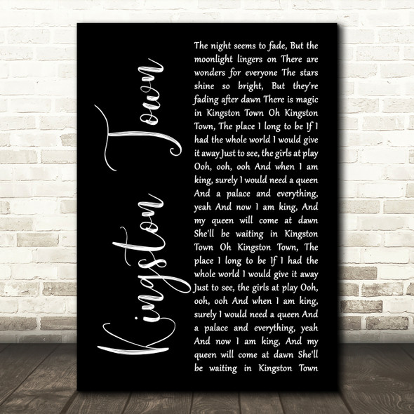 UB40 Kingston Town Black Script Decorative Wall Art Gift Song Lyric Print