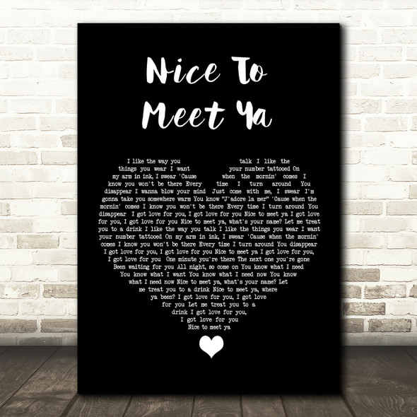 Niall Horan Nice To Meet Ya Black Heart Song Lyric Wall Art Print
