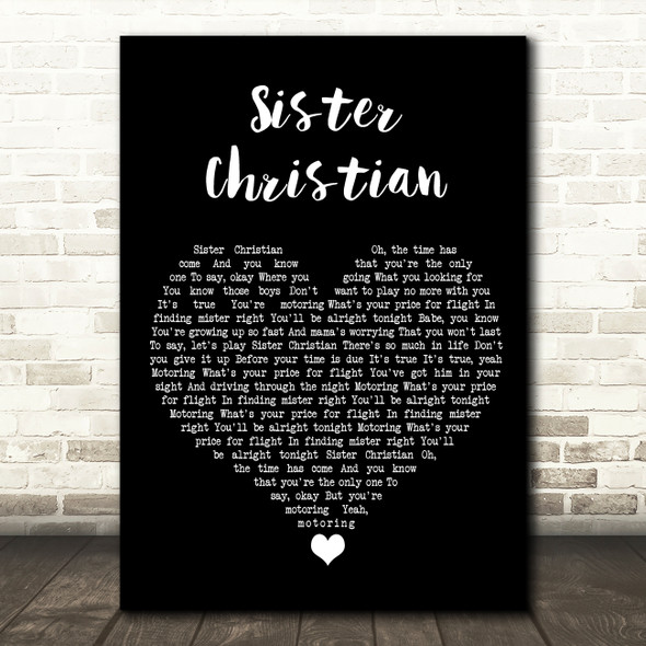 Night Ranger Sister Christian Black Heart Song Lyric Wall Art Print