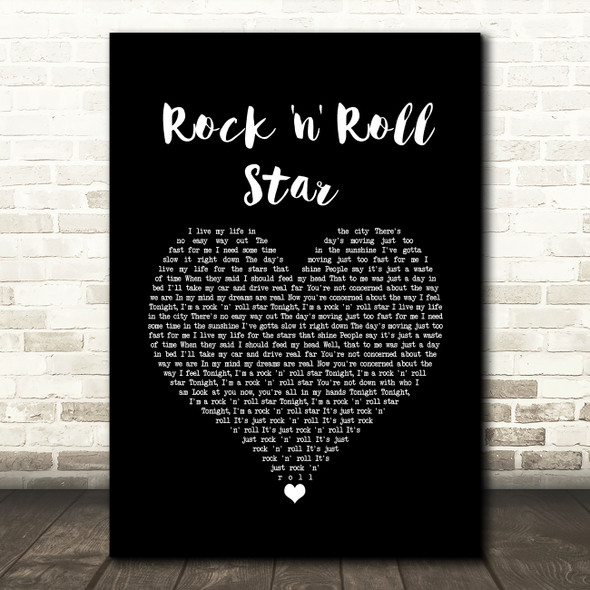 Oasis Rock 'n' Roll Star Black Heart Song Lyric Wall Art Print
