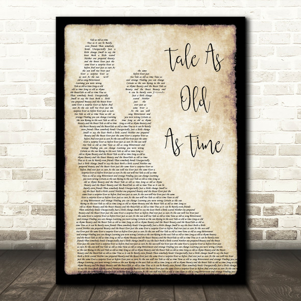 Celine Dion, Peabo Bryson Tale As Old As Time Man Lady Dancing Wall Art Gift Song Lyric Print