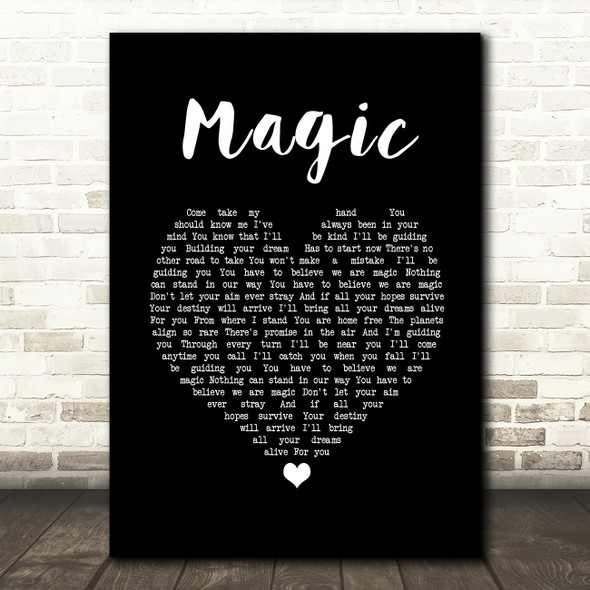 Olivia Newton-John Magic Black Heart Song Lyric Wall Art Print