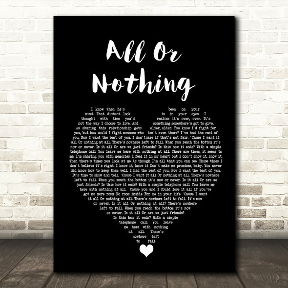 O-Town All Or Nothing Black Heart Song Lyric Wall Art Print