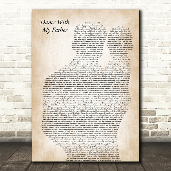 Luther Vandross Dance With My Father Father & Baby Decorative Wall Art Gift Song Lyric Print