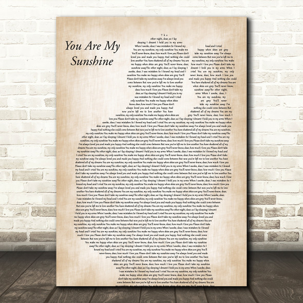 Johnny Cash You Are My Sunshine Father & Baby Decorative Wall Art Gift Song Lyric Print