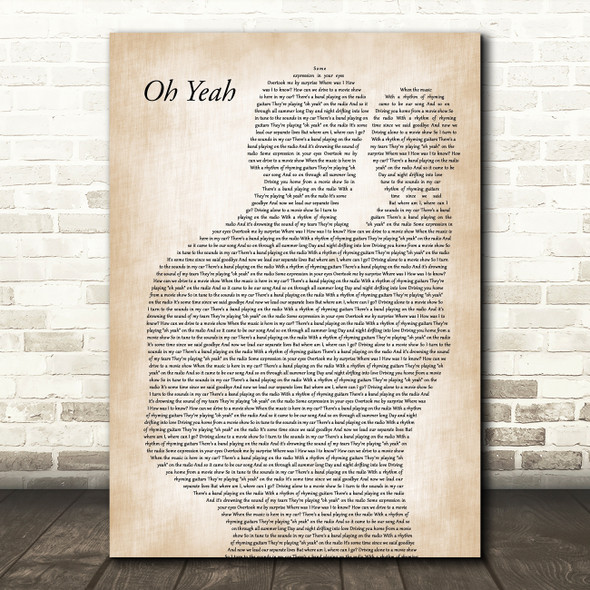 Roxy Music Oh Yeah Father & Baby Decorative Wall Art Gift Song Lyric Print