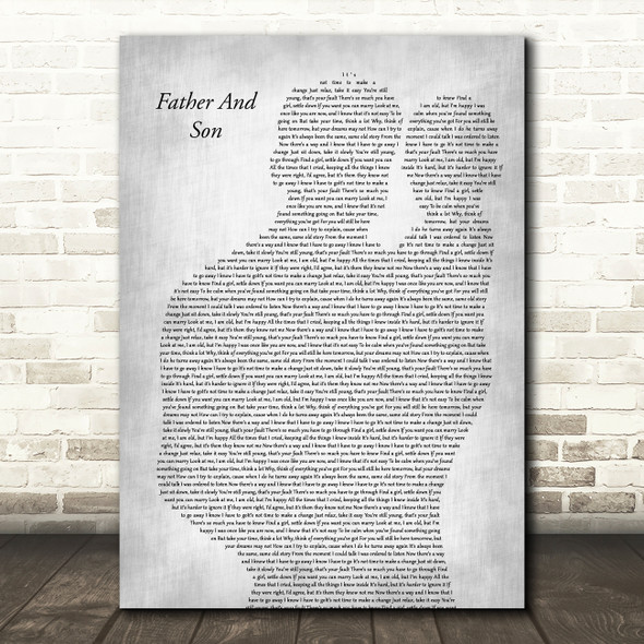 Cat Stevens Father And Son Father & Baby Grey Decorative Wall Art Gift Song Lyric Print