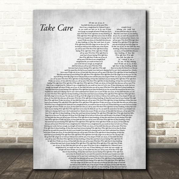 Copeland Take Care Father & Baby Grey Decorative Wall Art Gift Song Lyric Print